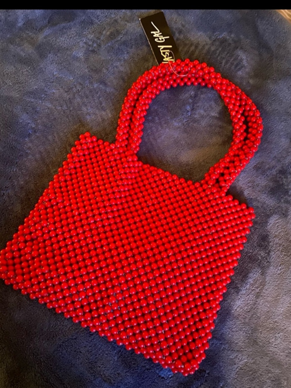 Nasty Gal Red Beaded Mini Tote